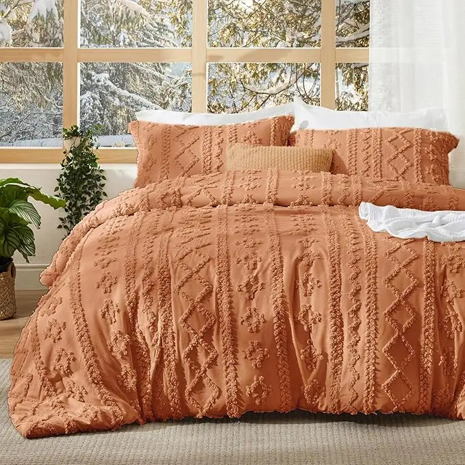 Boho Quilted 3-Piece Bedding Set with Pillow Shams