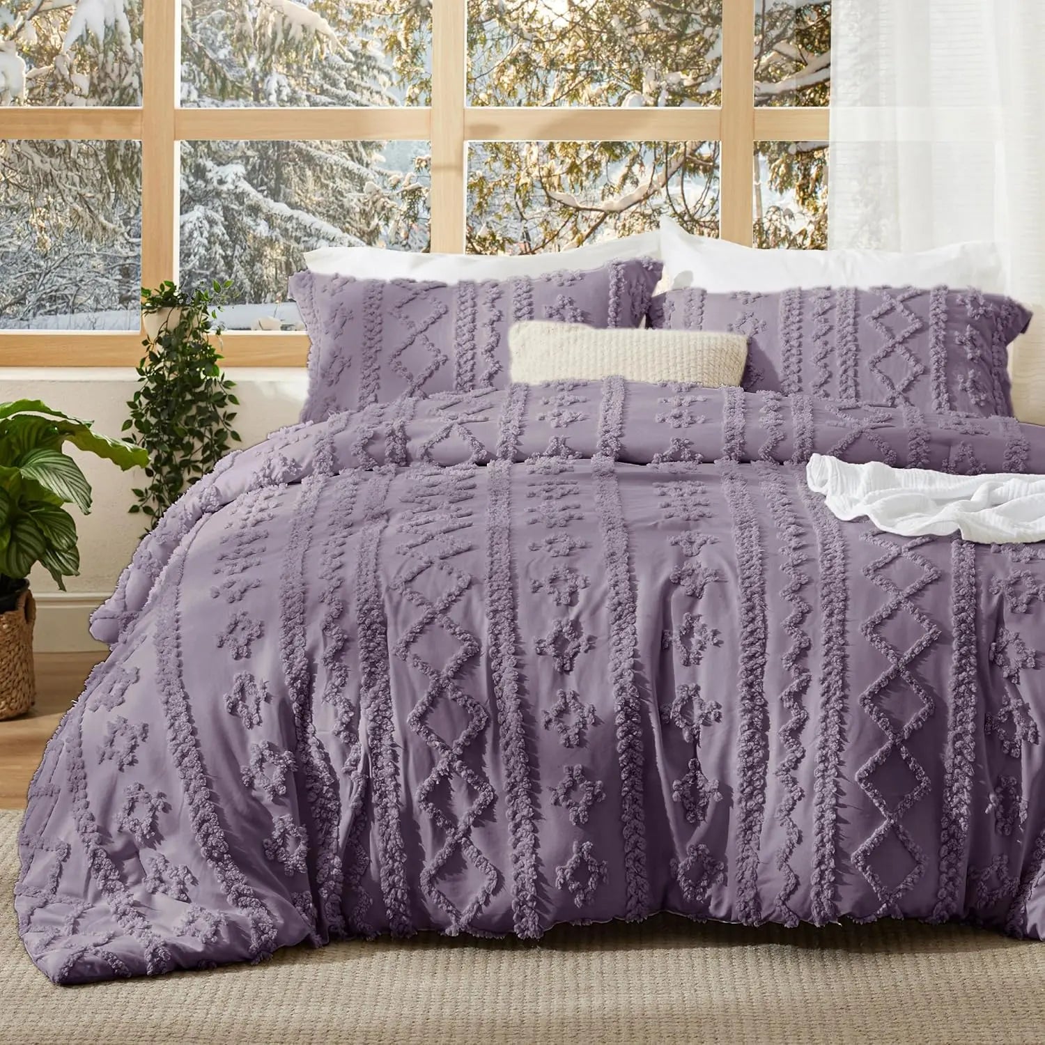 Boho Quilted 3-Piece Bedding Set with Pillow Shams