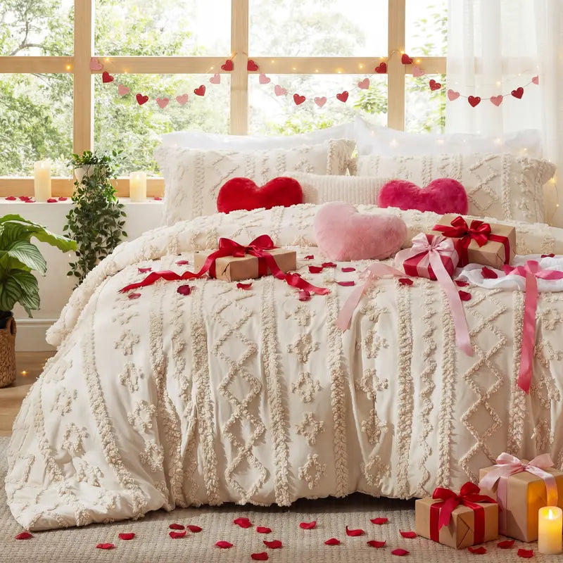 Boho Quilted 3-Piece Bedding Set with Pillow Shams