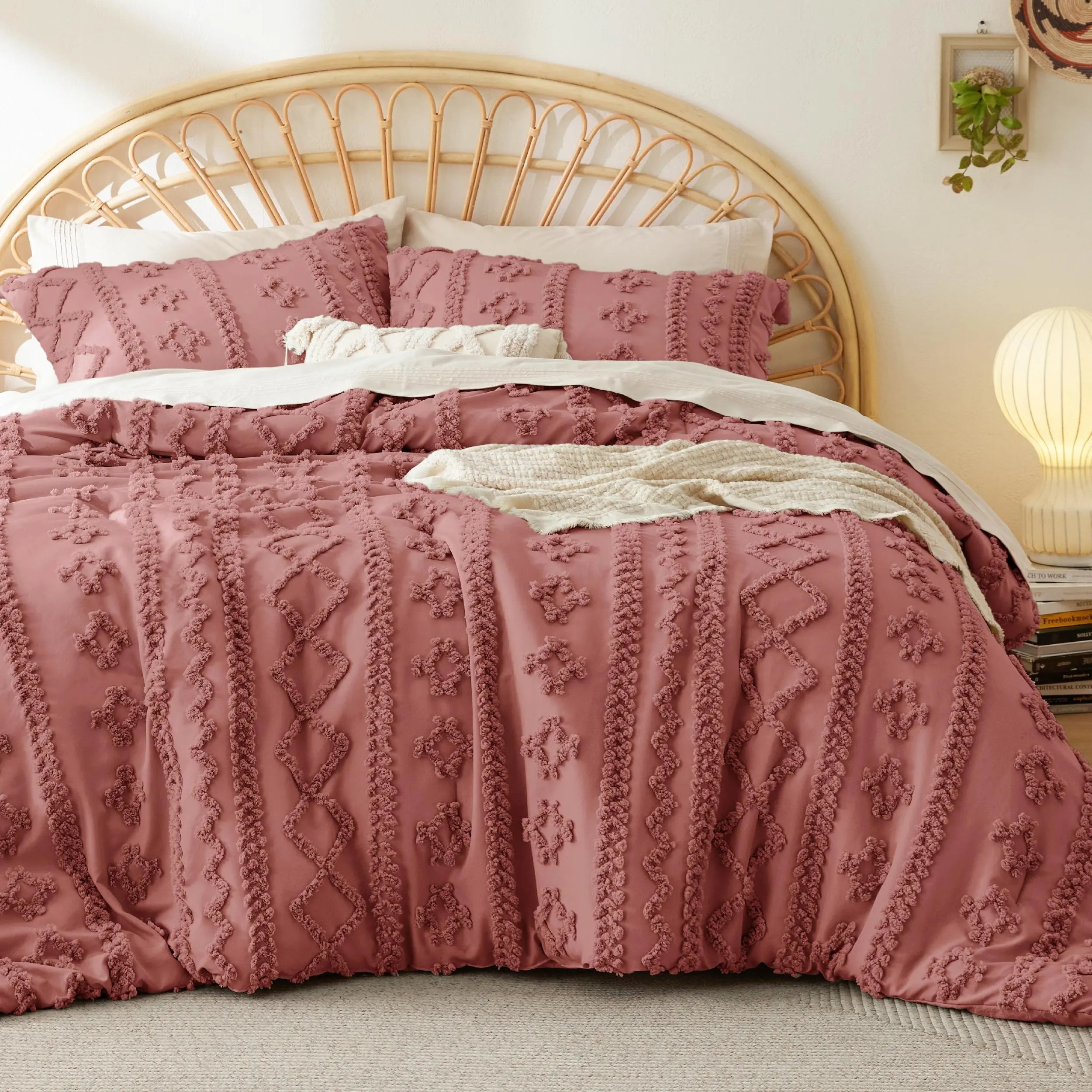 Boho Quilted 3-Piece Bedding Set with Pillow Shams
