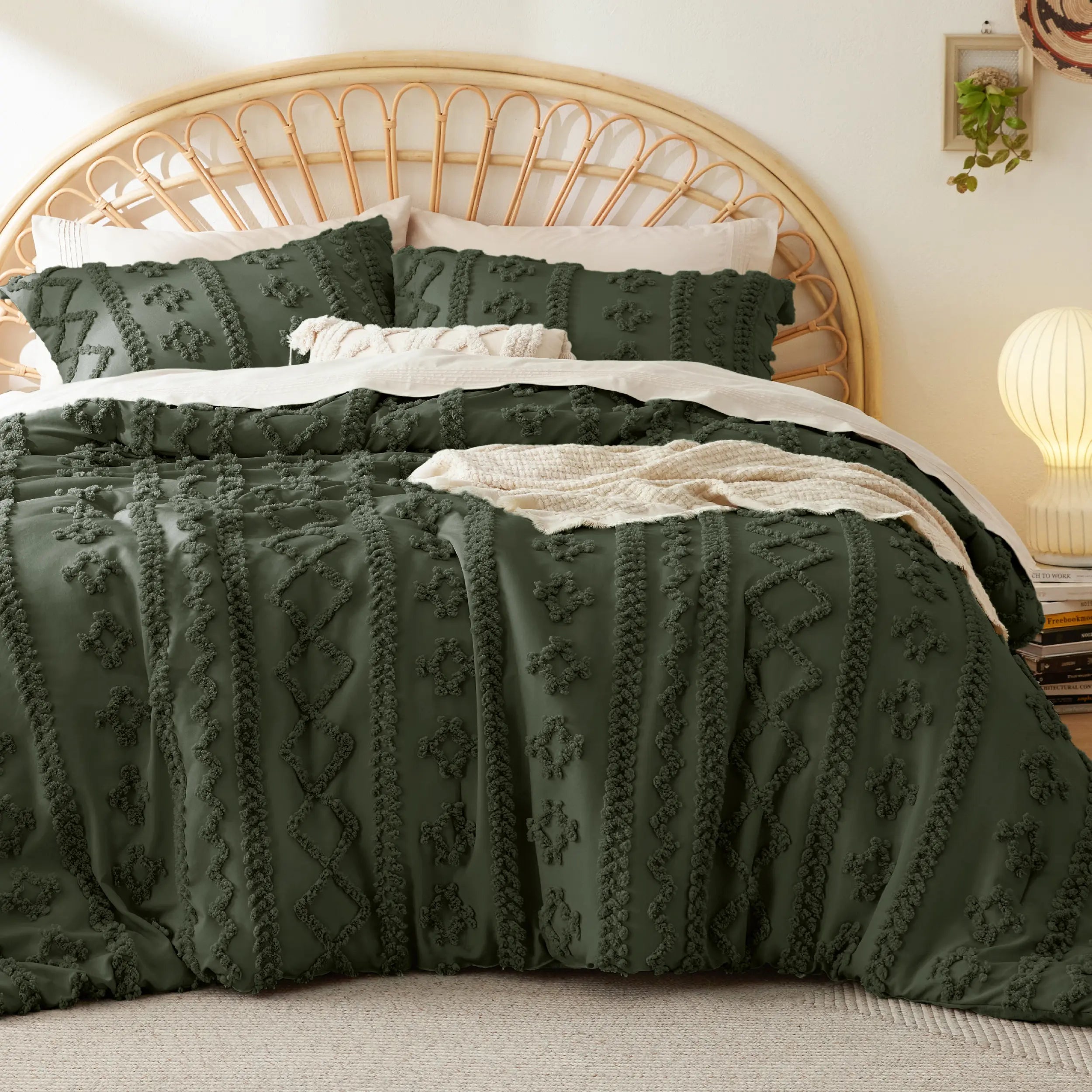 Boho Quilted 3-Piece Bedding Set with Pillow Shams