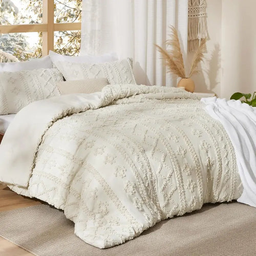 Boho Quilted 3-Piece Bedding Set with Pillow Shams