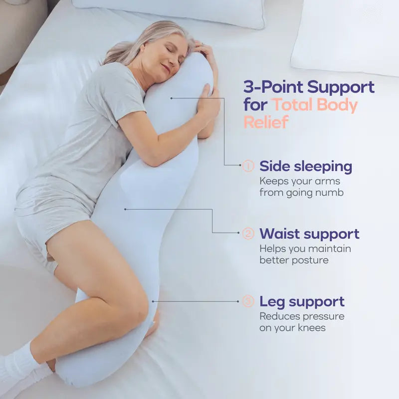 Full Body Ergonomic Pillow - Cooling Support for Side Sleepers & Pregnancy